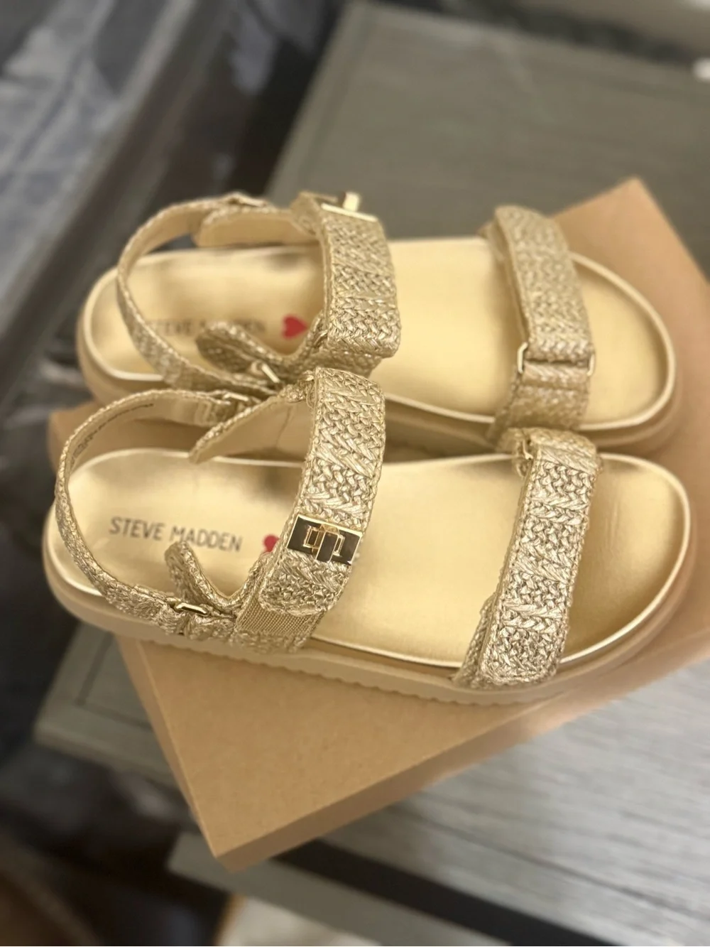 Steve Madden Kids Gold Braided Strap Sandals